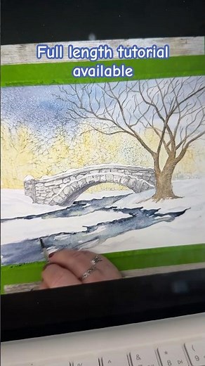 Watercolor snowy frosty landscape tutorial