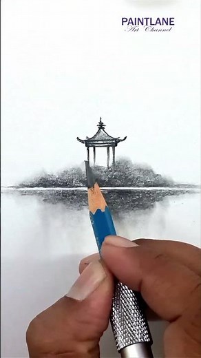 Pencil Shading China wooden arch in Scenery Art #shorts #art #pencilshading