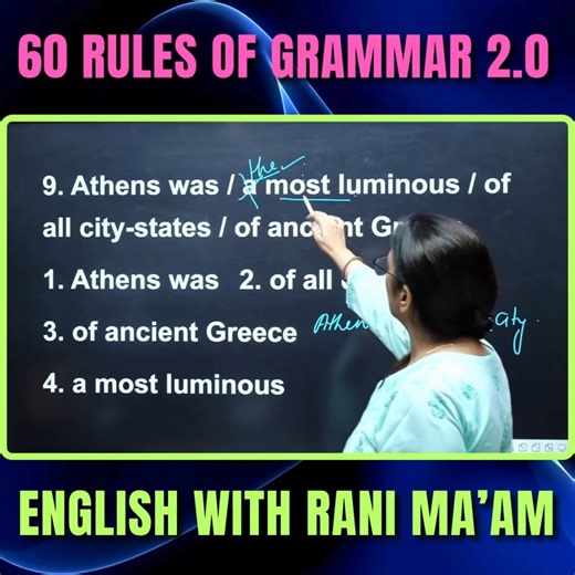 31K views · 525 reactions | 60 Rules of Grammar 2.0 | Rule - 11 | Grammar | English With Rani Ma'am #grammarchallenge #monthlychallenge #grammar #englishgrammar | English With RANI MAM | Facebook