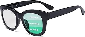Eyekepper Oversized Progressive Readers Women - UV Protection Multifocus Computer Readers - Noline Trifocal Reading Glasses - Black +3.50