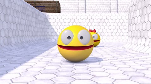 Pacman vs road roller robot & sphere bot in acid maze