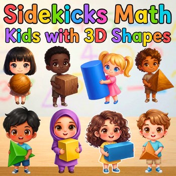 3D Shapes Clip Art | Math Kids Sidekicks | Geometry Clipart (Commercial Use)