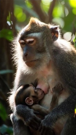 Breast Feeding With Monkey 🐵 | Mother Monkey Caring for Her Baby ❤️