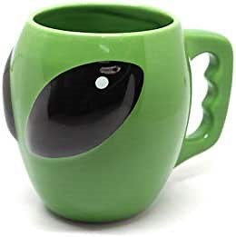 400ml 3D Aliens Cup Ceramic Cup, Cartoon Novelty Cool Mysterious UFO Shaped Conspicuous Ceramic Coffee Tea Mug, Gifts for Kids Lover Party Favor