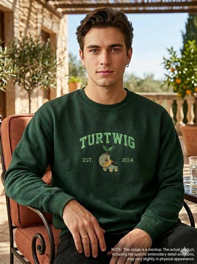 Turtwig Embroidered Sweatshirt, Vintage Pokemon Inspired Crewneck - Etsy