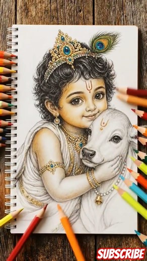 Radha Krishna Drawing 😍 | Easy Krishna Drawing Tutorial 🎨 ❤️✨ shorts #ai #drawing #viral