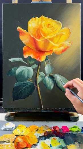 How to Paint a Hyper Realistic Yellow Rose in Acrylic #272 #painting #art #flowers #acrylicpainting