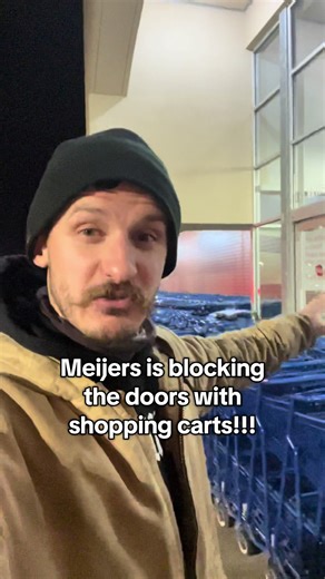 Meijer Blocks Doors with Shopping Carts in Michigan