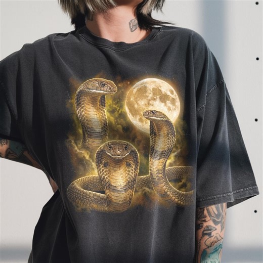 Comfort Colors® Three King Cobra Moon Shirt, Funny Snake, Retro 90s Serpent Gift - Etsy