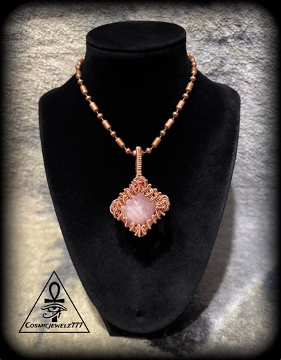 Cube • ROSEQUARTZ • Sphere • Copper Crystal Pendant Necklace - Etsy