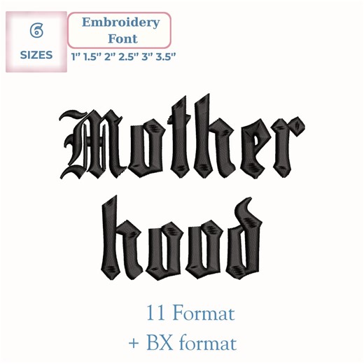 Old English Motherhood Font Embroidery BX, Gothic Mama Alphabet, Vintage Monogram Font, Mothers Day Design, 6 Sizes, 11 Formats   BX Font - Etsy Australia