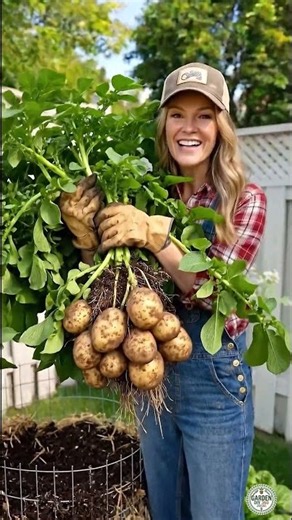 🥔 Growing Potatoes in a Cylindrical Planter | Easy DIY Garden Idea #PotatoGrowing #PotatoPlanter