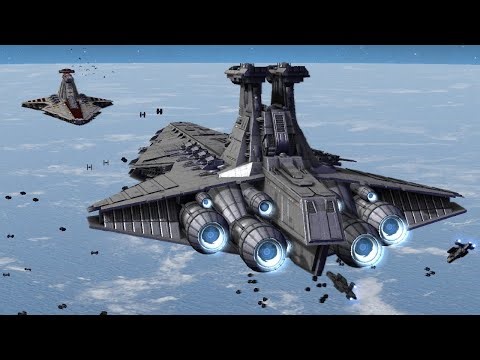 Imperial Venator II vs Servator Star Destroyer - Star Wars Empire at War Remake NPC Battle