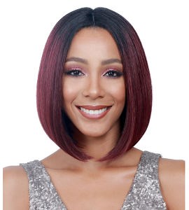 [Hot Item] Two-Tone Synthetic Hair Short Bob Wig Middle-Part Non-Lace Frontal Bob Wigs