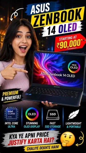 Best Premium Laptop 🔥 ASUS Zenbook 14 OLED Review #shorts #bestlaptop #budgetlaptop #techdinu