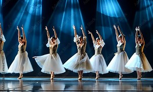 A bustling ballet performance, the dancers' graceful movements and expressive poses captivating the audience, showcasing the beauty and artistry of classical dance. Video