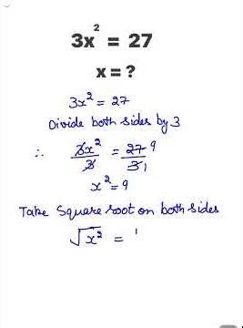 Find x FAST! (3x² = 27 Explained Simply) #shorts #MathsEasy #Algebra #SolveForX