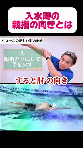 When entering the water for the crawl stroke, always point your thumb downwards. #swimming #compe...