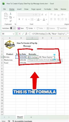 How To Create A Pop Up Message In Excel #shorts