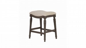 Powell Company Collins Big and Tall 27 in. Gray Backless Wood Counter Upholstered Stool with Fabric Seat HD1350B19CS