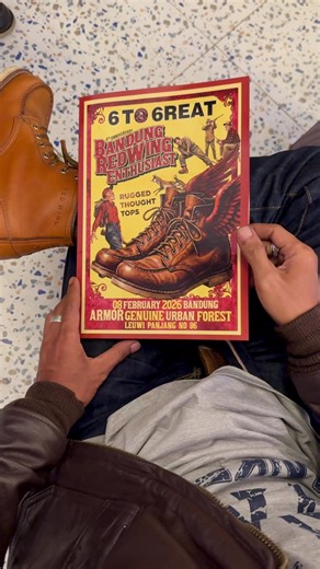 The thrill of the hunt🔥 Don’t miss the hunting sensation!! *6 to Great: Bandung Redwing Enthusiast Night* Halo para pecinta Red Wing boots, vintage style, denim dan Army. Mari berkumpul, berbagi cerita, dan tampilkan gayamu di acara ulang tahun komunitas Bandung Red Wing Enthusiast yang akan datang. Kami menggandeng para penggemar vintage style, Army & denim untuk menambah warna dan nuansa autentik. Tanggal: 08 Februari 2026 Waktu: 10.00-21.00 WIB 9 Tempat: Armor Genuine Urban Forest. Kota Band