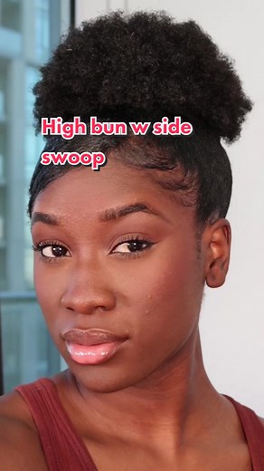 Type 4 Hair High Bun with Side Swoop Hairstyle Tutorial
