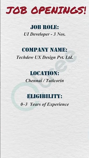 🚀 Start Your UI Developer Career Today! | Techdew UX Design Pvt. Ltd. | 0–3 Years Exp 💼