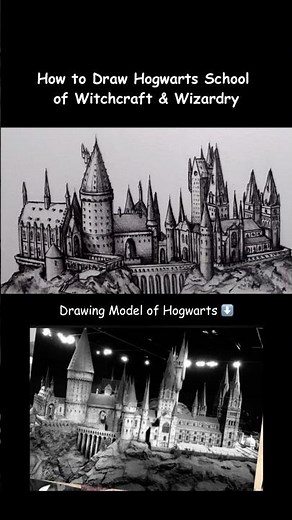 How to Draw Hogwarts School of Witchcraft and Wizardry ✍️#drawingtutorial #shorts