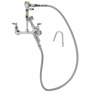 T&S B-2892 Pot and Kettle Filler with 8" Centers, 68" Hose, Hook Nozzle, and Vacuum Breaker