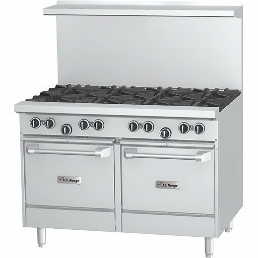 U.S. Range U48-8LL Natural Gas 8 Burner 48" Range with 2 Space Saver Ovens - 320,000 BTU