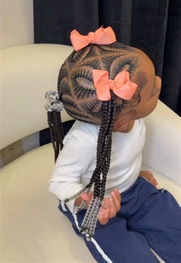 Kiddie 3 braided ponytail 🦋. #naturalhairbytia #orlandobraider #kiddiebraidedstyles #explore #feedinbraids