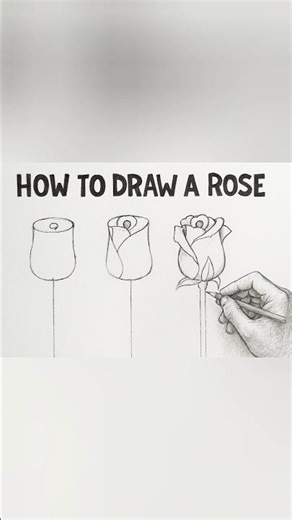 "Easy Rose Drawing Step-by-Step | Pencil Sketch for Beginners 🌹" #how_to_draw #drawing #art #rose