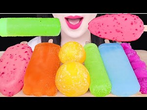 ASMR RAINBOW ICE CREAM *ICE CRACKING SOUND 무지개 아이스크림 먹방 JANE ASMR 제인