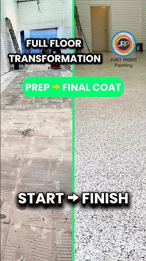 Full Concrete Floor Transformation | Prep to Final Coat | JustRightPaintingInc.com