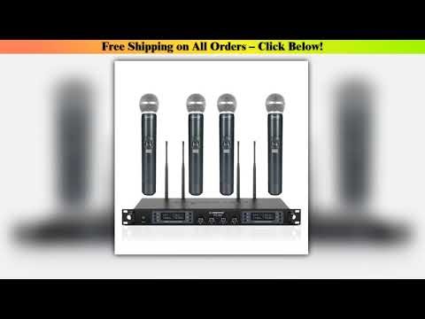 UHF Professional ireless icrophone Phenyx Pro 4-Channel Auto Scan Selectable Frequency Metal 100M