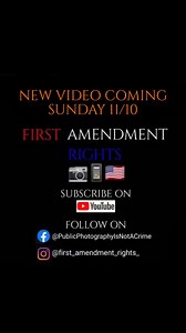 Be sure to check out the new video coming Sunday morning⭐ (11/10) See ya then 😉👍 Subscribe here if you haven't already: https://youtube.com/c/FirstAmendmentRights #FirstAmendmentRights 📷📱🇺🇸 #Freedom #PublicPhotographyIsNotACrime #FirstAmendmentAudit #1AAudit | First Amendment Rights