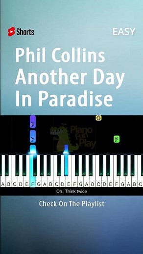 Phil Collins - Another Day in Paradise - EASY Piano TUTORIAL by Piano Fun Play #shorts