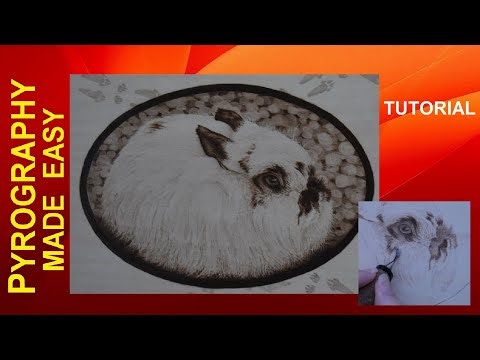 Wood Burning - White Rabbit with Long Fur - pyrography tutorial