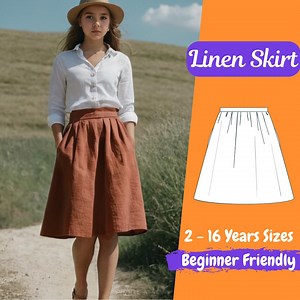 Pocket Skirt for Girls Sewing Pattern Elastic Waist Summer Skirt Pattern Loose Gathered Linen Skirt Pattern 2-16 Years Beginner Pattern - Etsy