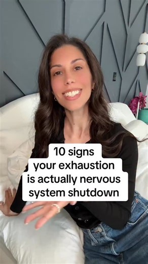 Somatic Exercises with Liz Tenuto on Instagram: "weirdly specific signs your exhaustion is actually nervous system shutdown 👇🏼 do you want to heal from feeling constantly exhausted? get guided through the step by step 👇🏼 heal your nervous system 🔗 on profile 💖✌🏼💖 • • • #exhausted #sotired #shutdown #nervoussystem #nervoussystemhealing"