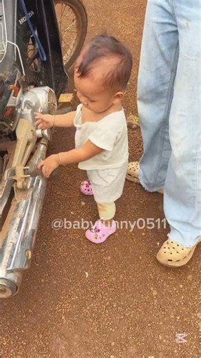 Toddler thinks, he wants to try a motorcycle #shorts #baby #motorcycle