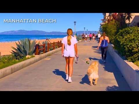 Relaxing Manhattan Beach Walk 🇺🇸 Strand to the Pier Loop | 4K Beach Walk