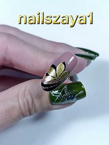 beautiful autumn with stamping nail design idea 💅✨