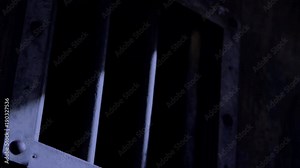 Old west jail door window by moonlight prison