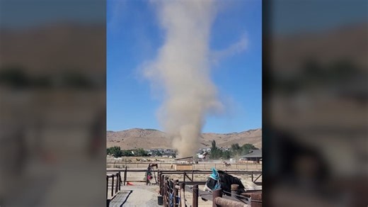 1.2K views | A dust devil spins on a Utah ranch in a dramatic display of nature. The vortex amazes some on the ranch, but the horses appear unbothered. | Desert Sun | Facebook