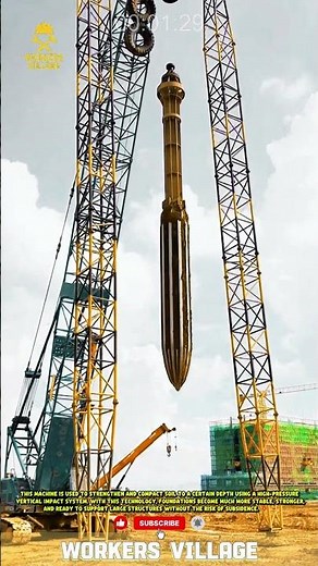 🚧 Vertical Soil Compactor — Power from Within! #workersvillage #innovation #machine #heavyequipment