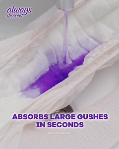 Always Discreet has a rapid dry core that absorbs large gushes in seconds | Always Discreet