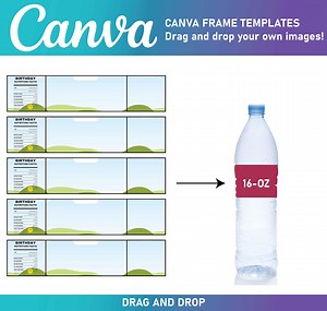 16 Oz Water Bottle Template, DIY Label Template, Canva Editable Design, Water Bottle Blank Template, Blank Water Bottle Template, Printable - Etsy