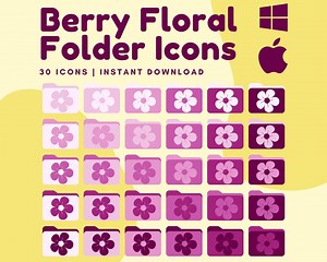 30 Aesthetic Desktop Folder Icons - Custom Berry Flower Icons for Macbook, Imac, Windows - Elevate Study and Work - Personalize Your Space - Etsy